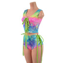 2PC Lace Up Crop Tank and Siren Shorts Set-5