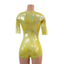 Yellow Sparkly Jewel Half Sleeve Romper with Scoop Neck and Boy Cut Leg-5