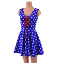 Blue and White Star Skater Dress with Lace Up Bodice-5