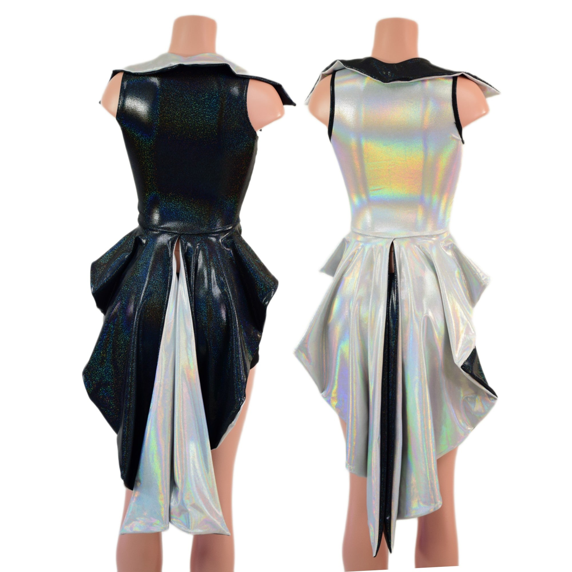 Reversible Tuxedo Tail Sleeveless Zipper Front Crop Jacket