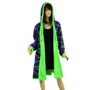 Neon UFO Minky and Neon Melt Reversible A Line Coat - Coquetry Clothing