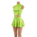 Neon Lime Holographic Crop Top & Circle Cut Skirt Set - 4
