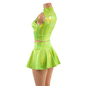 Neon Lime Holographic Crop Top & Circle Cut Skirt Set - 3