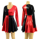 Harlequin Red and Black Long Sleeve Skater Dress - 1