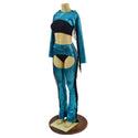 2PC Turquoise Fringe Bolero and Bootcut Chaps Set (Shorts and crop top sold separately) - 5