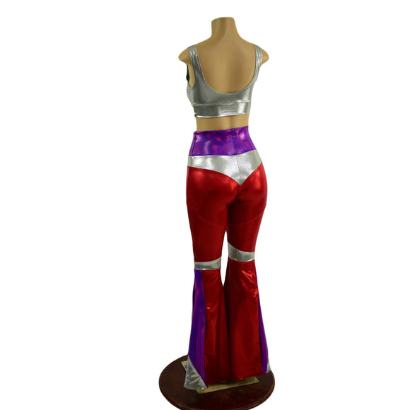 Aquarius Solar Flares and Starlette Bralette in Red, Grape and Platinum - Coquetry Clothing
