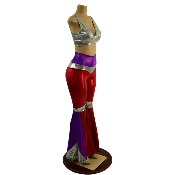 Aquarius Solar Flares and Starlette Bralette in Red, Grape and Platinum - Coquetry Clothing