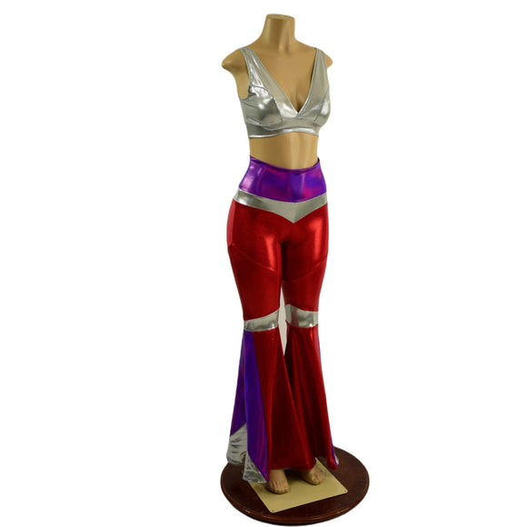 Aquarius Solar Flares and Starlette Bralette in Red, Grape and Platinum - Coquetry Clothing