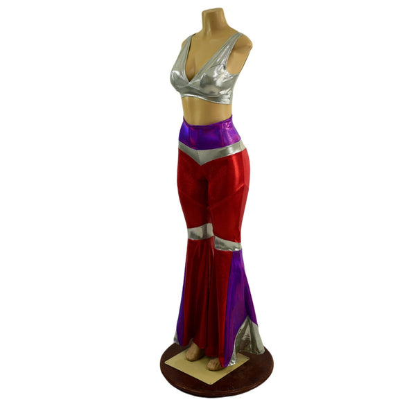 Aquarius Solar Flares and Starlette Bralette in Red, Grape and Platinum - Coquetry Clothing