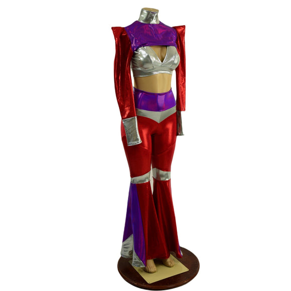 3PC Aquarius Solar Flares, Starlette Bralette, and Color Blocked Bolero Set - Coquetry Clothing