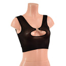 Sheer Black Mesh High Or Low Reversible Cutout Oring Mini Crop-2
