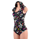 Unicorn and Rainbow Print Hooded Romper-5