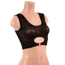 Sheer Black Mesh High Or Low Reversible Cutout Oring Mini Crop-4