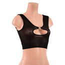 Sheer Black Mesh High Or Low Reversible Cutout Oring Mini Crop-5