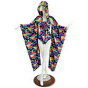 UV Glow Sonic Bloom Kimono Sleeve Romper with Plunging V Laceup Neckline - 4