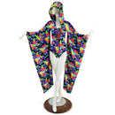 UV Glow Sonic Bloom Kimono Sleeve Romper with Plunging V Laceup Neckline - Coquetry Clothing