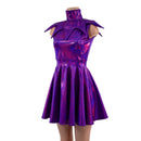 2PC Grape Holographic Sleeveless Skater Dress with Elf Collar-2