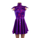 2PC Grape Holographic Sleeveless Skater Dress with Elf Collar-3