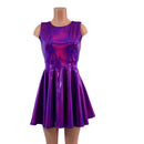 Grape Holographic Cap Sleeve Skater Dress with Crew Neckline-4