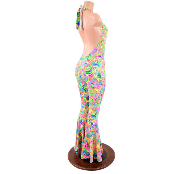 Josie Halter Bell Bottom Flare Catsuit
