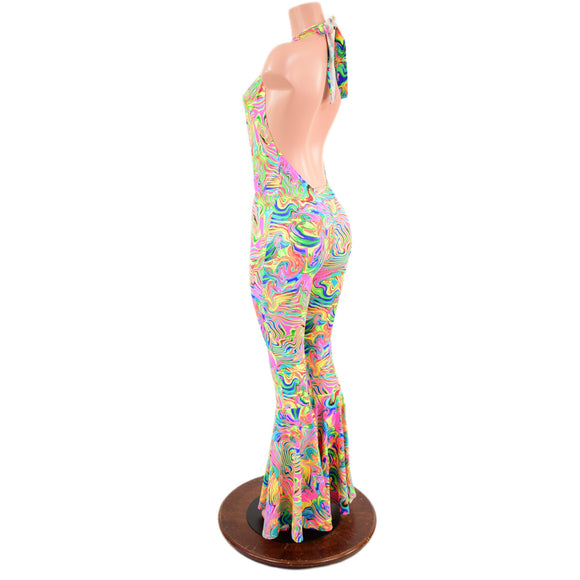 Josie Halter Bell Bottom Flare Catsuit