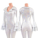 Dancing Queen Multi Tiered Bell Bottom Catsuit in White Kaleidoscope - 2