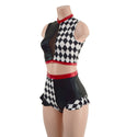 2PC Inset Keyhole Top and Siren Shorts with Ruffled Hips - 5