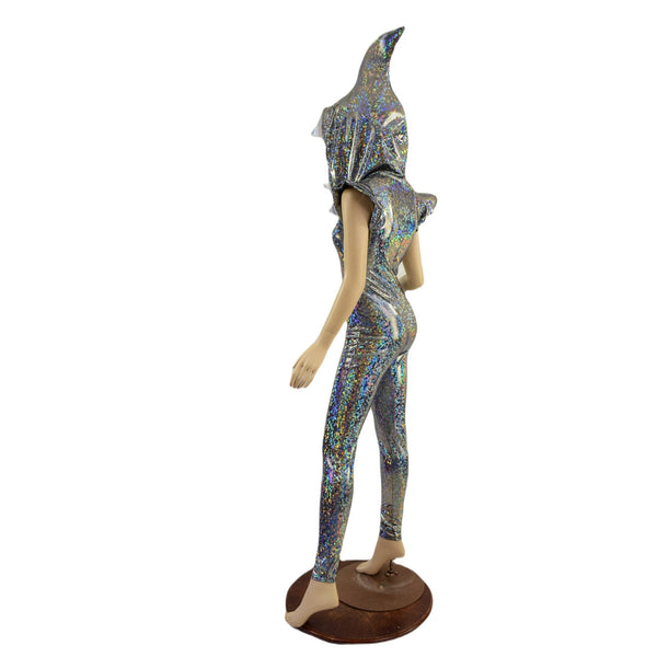 Silver Kaleidoscope Shark Hooded Catsuit - 2