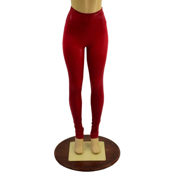 Coagulant Red Metallic High Waist Leggings READY TO SHIP - 3