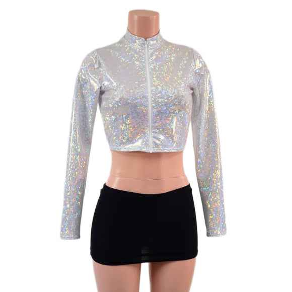 Long Sleeve Stella Crop in White Kaleidoscope
