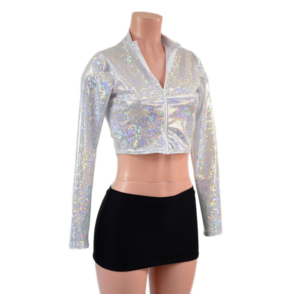 Long Sleeve Stella Crop in White Kaleidoscope