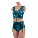 2PC Laceup Mini Crop Tank and Laceup High Waist Siren Shorts Set-2