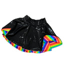 15" Circle Cut Flip Skirt in Black Mystique and Rainbow Stripe-3