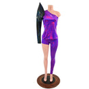 2PC Asymmetrical One Shoulder Top and One Leg Leggings Set-2