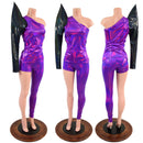 2PC Asymmetrical One Shoulder Top and One Leg Leggings Set-1