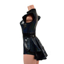 Black Holographic Romper with Mini Tux Back Tails-4