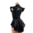 Black Holographic Romper with Mini Tux Back Tails-5