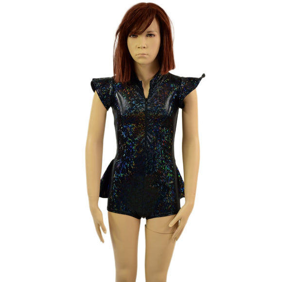 Kids Black Kaleidoscope Ruffle Rump Romper