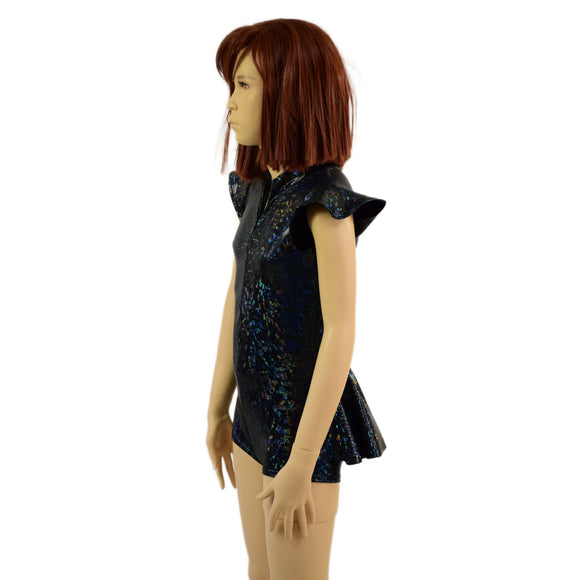 Kids Black Kaleidoscope Ruffle Rump Romper