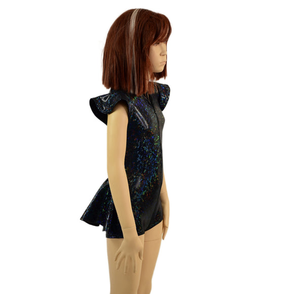Kids Black Kaleidoscope Ruffle Rump Romper