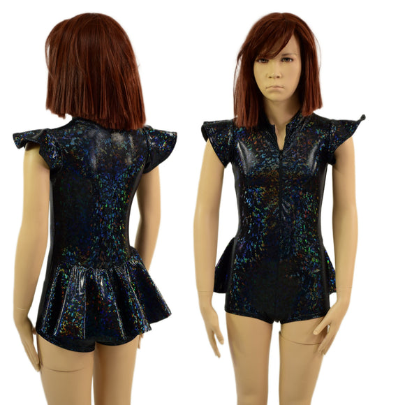 Kids Black Kaleidoscope Ruffle Rump Romper