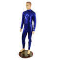 Mens Blue Long Sleeve Catsuit with Turtleneck and Back Zipper - 2