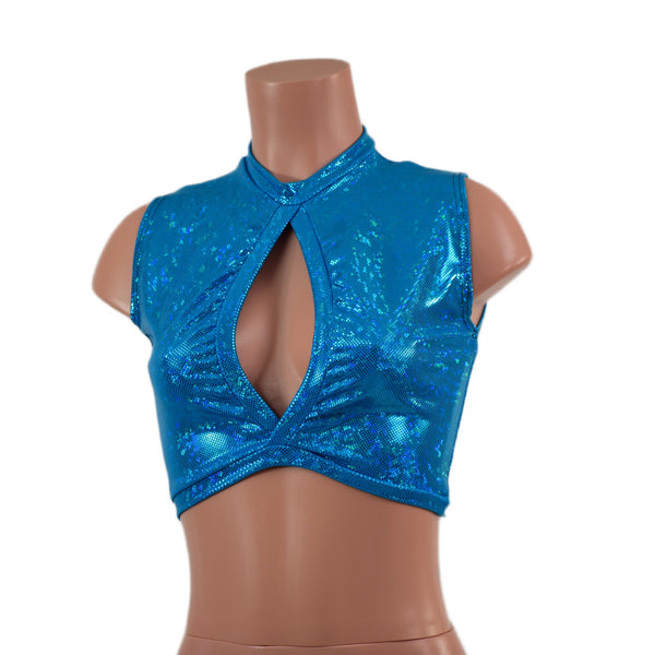 Turquoise Kaleidoscope Keyhole Crop Top - 6