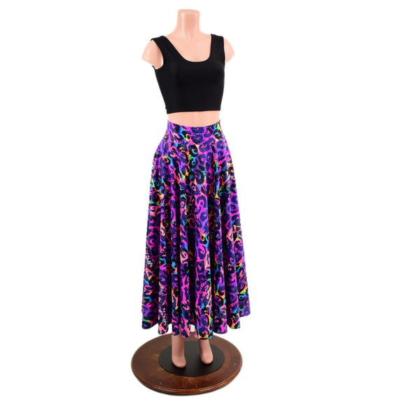 Circle Cut Maxi Skirt in Rainbow Leopard