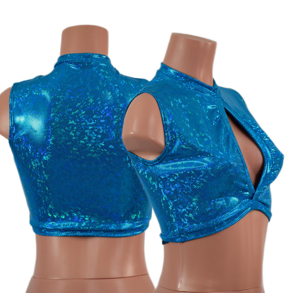 Turquoise Kaleidoscope Keyhole Crop Top