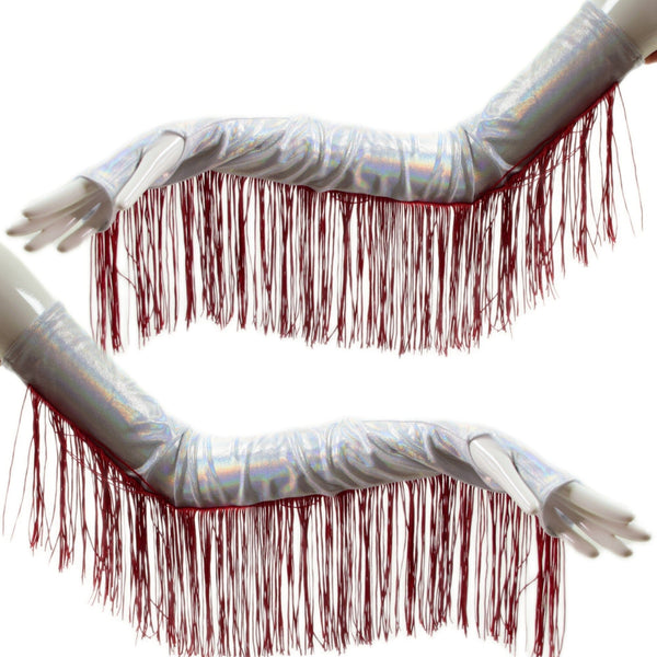 Fingerless Arm Warmer Gloves with Fringe - 1