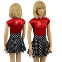 Kids Red Sparkly Romper and Polka Dot Skirt Set - 5
