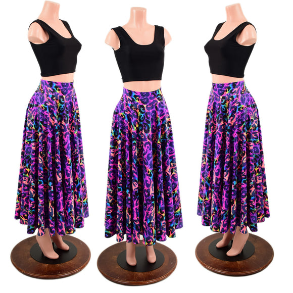 Circle Cut Maxi Skirt in Rainbow Leopard