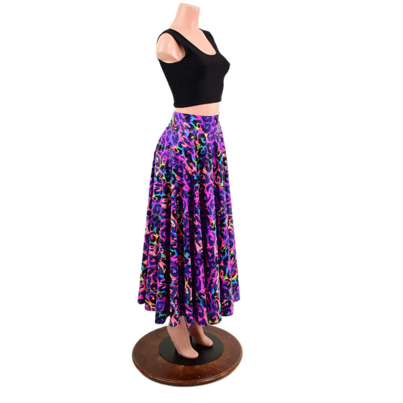 Circle Cut Maxi Skirt in Rainbow Leopard