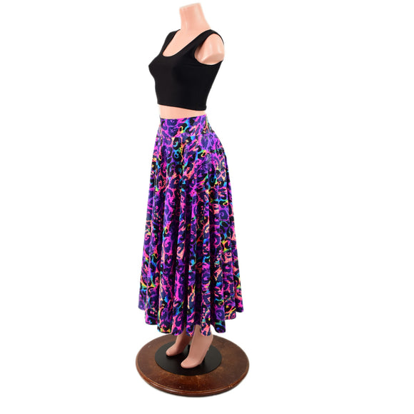 Circle Cut Maxi Skirt in Rainbow Leopard